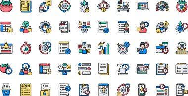 Verimlilik simgeleri: Düzenlenebilir Vuruşlu Yüksek Kalite Vektör Simgeleri Koleksiyonu. Profesyonel ve Yaratıcı Projeler için ideal.