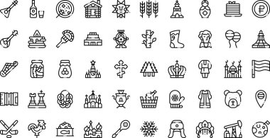 Rusya, Düzenlenebilir Vuruşla Yüksek Kalite Vektör Simgeleri Koleksiyonunu simgeledi. Profesyonel ve Yaratıcı Projeler için ideal.