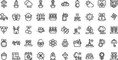 Bahar simgeleri Yüksek Kalite Vektör Simgeleri Düzenlenebilir Vuruşla Koleksiyonu. Profesyonel ve Yaratıcı Projeler için ideal.