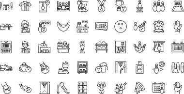 Bowling ikonları Yüksek Kaliteli Vektör Simgeleri Koleksiyonu Düzenlenebilir Vuruşlu. Profesyonel ve Yaratıcı Projeler için ideal.