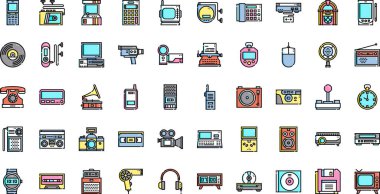 Vintage devices icons High-Quality Vector Icons Collection with Editable Stroke. Ideal for Professional and Creative Projects. clipart