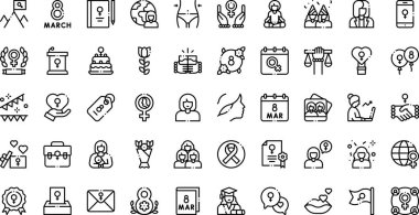 Düzenlenebilir Vuruşlu Kadın Günü simgeleri Yüksek Kaliteli Vektör Simgeleri Koleksiyonu. Profesyonel ve Yaratıcı Projeler için ideal.