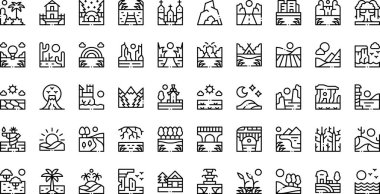 Peyzaj simgeleri Düzenlenebilir Vuruşlu Yüksek Kalite Vektör Simgeleri Koleksiyonu. Profesyonel ve Yaratıcı Projeler için ideal.