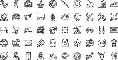 Hippiler Yüksek Kaliteli Vektör Simgeleri Koleksiyonu ile Düzenlenebilir Vuruşlar simgesini simgeler. Profesyonel ve Yaratıcı Projeler için ideal.