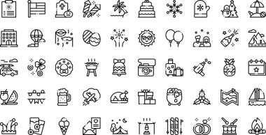 Düzenlenebilir Vuruşlu Tatil simgeleri Yüksek Kalite Vektör Simgeleri Koleksiyonu. Profesyonel ve Yaratıcı Projeler için ideal.