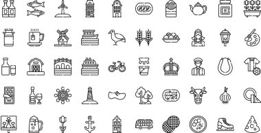Amsterdam Yüksek Kaliteli Vektör Simgeleri Koleksiyonu Düzenlenebilir Vuruşla simgeleşiyor. Profesyonel ve Yaratıcı Projeler için ideal.