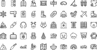 Winter travel icons High-Quality Vector Icons Collection with Editable Stroke. Ideal for Professional and Creative Projects. clipart