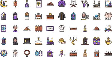 İslami yeni yıl simgeleri Yüksek Kalite Vektör Simgesi Koleksiyonu ve Düzenlenebilir Vuruşlar. Profesyonel ve Yaratıcı Projeler için ideal.