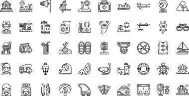 Plaj simgeleri Yüksek Kalite Vektör Simgeleri Düzenlenebilir Vuruşlar Koleksiyonu. Profesyonel ve Yaratıcı Projeler için ideal.