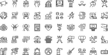 Düzenlenebilir Vuruşlu Gençlik Günü simgeleri Yüksek Kalite Vektör Simgeleri Koleksiyonu. Profesyonel ve Yaratıcı Projeler için ideal.