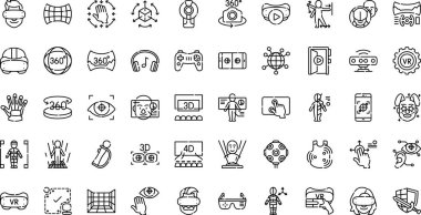 Sanal gerçeklik simgeleri Yüksek Kaliteli Vektör Simgeleri Koleksiyonu ve Düzenlenebilir Vuruşlar. Profesyonel ve Yaratıcı Projeler için ideal.