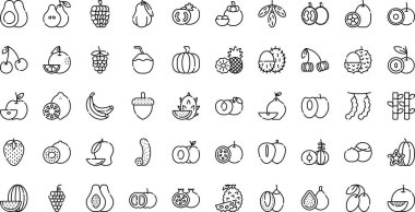 Meyve ikonları. Düzenlenebilir Vuruşlu Yüksek Kaliteli Vektör Simgeleri Koleksiyonu. Profesyonel ve Yaratıcı Projeler için ideal.