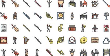 Düzenlenebilir Vuruşlu Orkestra simgeleri Yüksek Kalite Vektör Simgeleri Koleksiyonu. Profesyonel ve Yaratıcı Projeler için ideal.