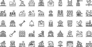 Düzenlenebilir Vuruşlu Köy Simgeleri Yüksek Kalite Vektör Simgeleri Koleksiyonu. Profesyonel ve Yaratıcı Projeler için ideal.