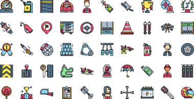 Araba yarışı simgeleri Yüksek Kaliteli Vektör Simgeleri Koleksiyonu Düzenlenebilir Vuruşlu. Profesyonel ve Yaratıcı Projeler için ideal.