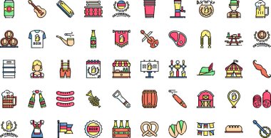 Oktoberfest simgeleri Düzenlenebilir Vuruşlu Yüksek Kalite Vektör Simgeleri Koleksiyonu. Profesyonel ve Yaratıcı Projeler için ideal.