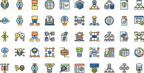 Düzenlenebilir Vuruşlu Veri Modelleme Simgeleri Yüksek Kalite Vektör Simgeleri Koleksiyonu. Profesyonel ve Yaratıcı Projeler için ideal.