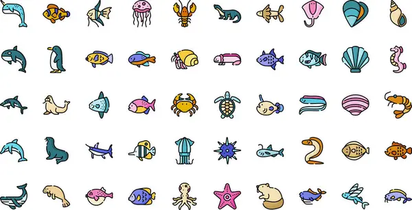 Su hayvanları Yüksek Kaliteli Vektör Simgeleri Koleksiyonunu Düzenlenebilir Vuruşla simgelerler. Profesyonel ve Yaratıcı Projeler için ideal.