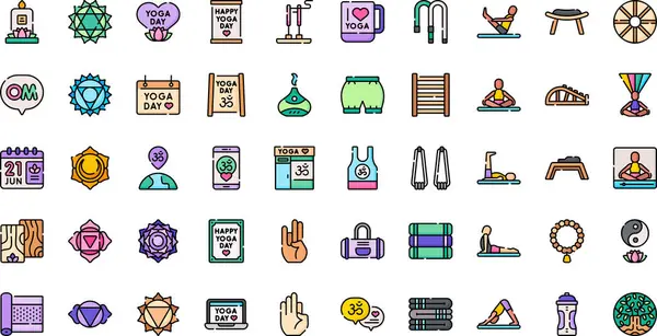 Uluslararası yoga ikonları Yüksek Kaliteli Vektör Simgeleri Koleksiyonu Düzenlenebilir Vuruşlar Günü. Profesyonel ve Yaratıcı Projeler için ideal.