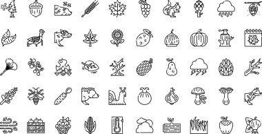 Sonbahar doğa simgeleri Yüksek Kaliteli Vektör Simgeleri Koleksiyonu Düzenlenebilir Vuruşlu. Profesyonel ve Yaratıcı Projeler için ideal.