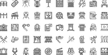 Theatre icons High-Quality Vector Icons Collection with Editable Stroke. Ideal for Professional and Creative Projects. clipart