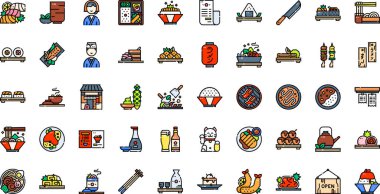 Japanese restaurant icons High-Quality Vector Icons Collection with Editable Stroke. Ideal for Professional and Creative Projects. clipart