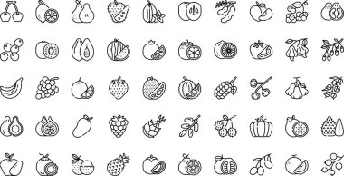 Düzenlenebilir Vuruşlu Meyve Simgeleri Yüksek Kaliteli Vektör Simgeleri Koleksiyonu. Profesyonel ve Yaratıcı Projeler için ideal.