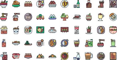 Asianfood and drinks icons .. High-Quality Vector Icons Collection with Editable Stroke. Ideal for Professional and Creative Projects. clipart