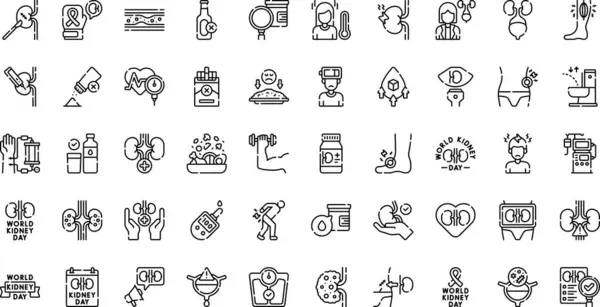 Dünya Böbrek Günü ikonları Yüksek Kaliteli Vektör Simgeleri Koleksiyonu Düzenlenebilir Darbe ile. Profesyonel ve Yaratıcı Projeler için ideal.
