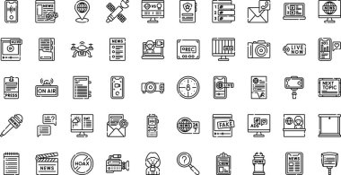 Düzenlenebilir Vuruşlu Yüksek Kalite Vektör Simgeleri Koleksiyonu gazetecilik simgeleri. Profesyonel ve Yaratıcı Projeler için ideal.