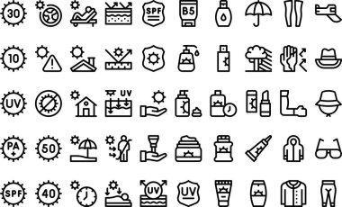 Sun protection icons High-Quality Vector Icons Collection with Editable Stroke. Ideal for Professional and Creative Projects. clipart