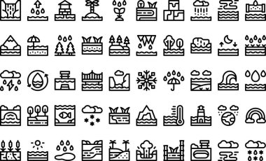 Doğa simgelerindeki su, Yüksek Kalite Vektör Simgeleri Koleksiyonu ve Düzenlenebilir Vuruşlar. Profesyonel ve Yaratıcı Projeler için ideal.