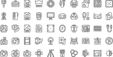 Fotoğraf simgeleri Yüksek Kaliteli Vektör Simgeleri Koleksiyonu Düzenlenebilir Vuruşlu. Profesyonel ve Yaratıcı Projeler için ideal.