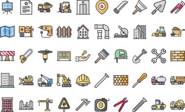 Düzenlenebilir Vuruşlu Yüksek Kaliteli Vektör Simgeleri Koleksiyonu mimari ve inşaat simgeleri. Profesyonel ve Yaratıcı Projeler için ideal.