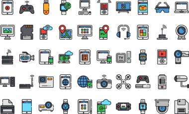 Akıllı aygıtlar Yüksek Kaliteli Vektör Simgeleri Koleksiyonu Düzenlenebilir Vuruşla simgeleri. Profesyonel ve Yaratıcı Projeler için ideal.