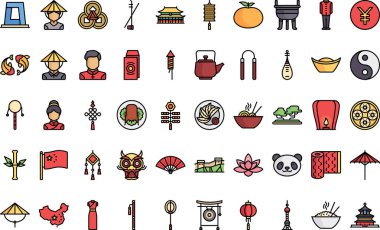 Çin, Düzenlenebilir Vuruşlarla Yüksek Kalite Vektör Simgeleri Koleksiyonunu simgeliyor. Profesyonel ve Yaratıcı Projeler için ideal.