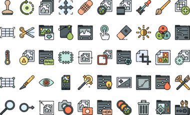 Fotoğraf düzenleme araçları simgeleri Düzenlenebilir Vuruşlu Yüksek Kalite Vektör Simgeleri Koleksiyonu. Profesyonel ve Yaratıcı Projeler için ideal.