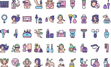 Güzellik simgeleri Yüksek Kaliteli Vektör Simgeleri Koleksiyonu Düzenlenebilir Vuruşlu. Profesyonel ve Yaratıcı Projeler için ideal.