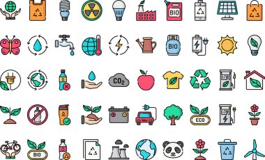 Ekoloji simgeleri: Düzenlenebilir Vuruşlu Yüksek Kalite Vektör Simgeleri Koleksiyonu. Profesyonel ve Yaratıcı Projeler için ideal.
