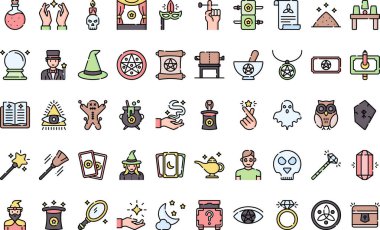 Düzenlenebilir Vuruşlu Sihirli Simgeler Yüksek Kaliteli Vektör Simgeleri Koleksiyonu. Profesyonel ve Yaratıcı Projeler için ideal.