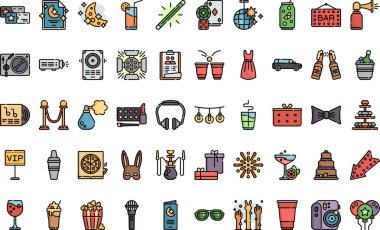 Gece partisi simgeleri Yüksek Kaliteli Vektör Simgeleri Koleksiyonu Düzenlenebilir Vuruşlu. Profesyonel ve Yaratıcı Projeler için ideal.