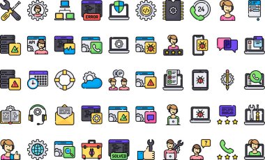 Düzenlenebilir Vuruşlu Yüksek Kalite Vektör Simgeleri Koleksiyonu teknik destek simgeleri. Profesyonel ve Yaratıcı Projeler için ideal.