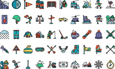 Kış sporları ikonları Yüksek Kalite Vektör Simgeleri Düzenlenebilir Vuruşlar Koleksiyonu. Profesyonel ve Yaratıcı Projeler için ideal.