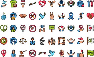 Barış İnsan Hakları ikonları Yüksek Kalite Vektör Simgesi Koleksiyonu Düzenlenebilir Vuruşlu. Profesyonel ve Yaratıcı Projeler için ideal.