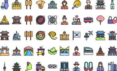 Seul Yüksek Kaliteli Vektör Simgeleri Koleksiyonu Düzenlenebilir Vuruşlu. Profesyonel ve Yaratıcı Projeler için ideal.