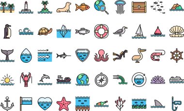 Düzenlenebilir Vuruşlar ile Dünya Okyanusları Günü Yüksek Kalite Vektör Simgeleri Koleksiyonu. Profesyonel ve Yaratıcı Projeler için ideal.