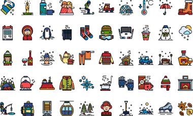 Kış simgeleri Yüksek Kalite Vektör Simgeleri Düzenlenebilir Vuruşla Koleksiyonu. Profesyonel ve Yaratıcı Projeler için ideal.