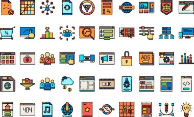 Web tasarım simgeleri Düzenlenebilir Vuruşlu Yüksek Kaliteli Vektör Simgeleri Koleksiyonu. Profesyonel ve Yaratıcı Projeler için ideal.