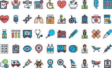 Hastane simgeleri Yüksek Kaliteli Vektör Simgeleri Düzenlenebilir Darbe Koleksiyonu. Profesyonel ve Yaratıcı Projeler için ideal.