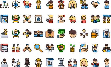 İş ilişkisi simgeleri: Düzenlenebilir Vuruşlu Yüksek Kalite Vektör Simgeleri Koleksiyonu. Profesyonel ve Yaratıcı Projeler için ideal.